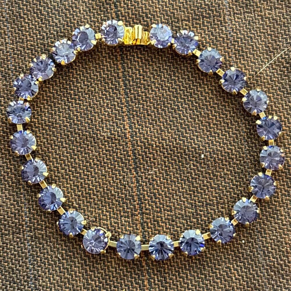 Suzanne Bjontegard Purple Crystal Rhinestone Bracelet Gold Tone NIB HSN
